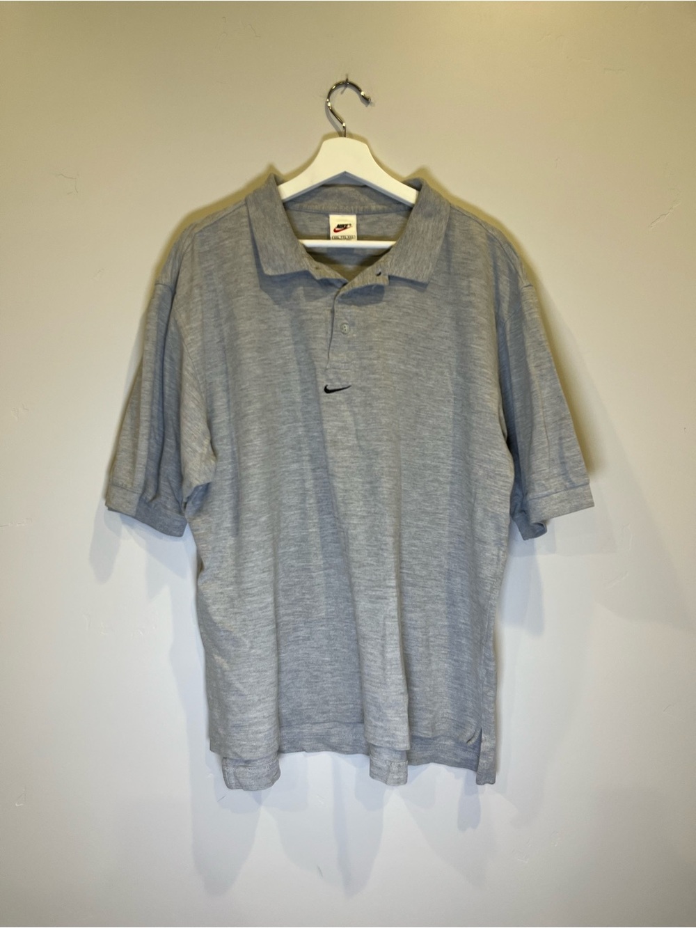 Nike Light Gray Short Sleeve Polo with Swoosh VINTAGE